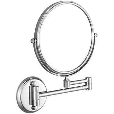 Imagem de U5GAAALPPQ9 Espelhos cosméticos vaidade banheiro maquiagem 20 polegadas montado na parede dupla face 3 vezes ampliação beleza mesa dobrável (cor: prata, tamanho: 20.3 cm 3X)