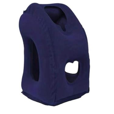 Imagem de Almofada de Viagem Portátil Inflável Premium para Avião Ônibus e Carro(Azul)