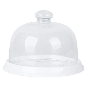 Imagem de Suporte de bolo bandeja de exibição de sobremesa forma de bolo de cerâmica ou cúpula de vidro, prato de pão de lanche cúpula de salada de frutas capa de preservação de alimentos multifuncional 6/8/10
