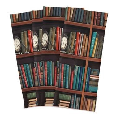 Imagem de Wassud Toalhas de cozinha estante de livros panos de prato de cozinha pacote com 4 panos de prato macios com laço para pendurar toalha de mão super absorvente de secagem rápida toalhas de chá de mesa