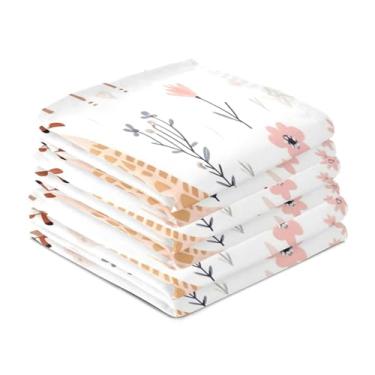 Imagem de Wassud Toalhas de cozinha girafa panos de prato de cozinha pacote com 6 panos de prato macios com laço para pendurar toalha de mão super absorvente de secagem rápida toalhas de chá de mesa decorativas