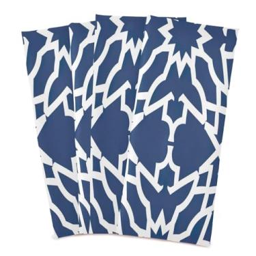 Imagem de Wassud Toalhas de cozinha com textura azul marinho panos de prato de cozinha pacote com 4 panos de prato macios com laço para pendurar toalha de mão super absorvente de secagem rápida toalhas de chá
