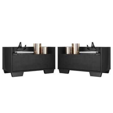 Imagem de Kit com 2 Mesas de Cabeceira 60 Cm com Pés Quadrados Preta