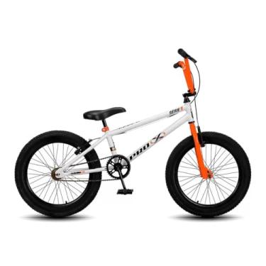 Imagem de Bike Infantil Para Meninos Aro 20 Prox Serie 1 BMX Rebaixada Freio Ferradura Aros Aluminio Guidão Alto BMX,Branco Laranja