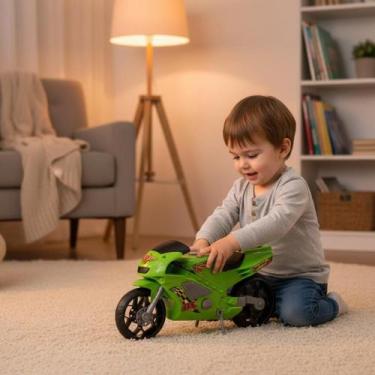 Imagem de Super Moto 360 Esportiva Preto - Moto Elétrica Infantil Bateria Recarr