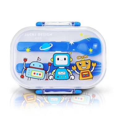 Imagem de Pote Para Lanche De 2 Andares Amiguinhos 400 Ml - Jacki Design Robo Azul