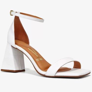 Imagem de Sandália Vizzano Salto Médio Feminina - Branco, 38