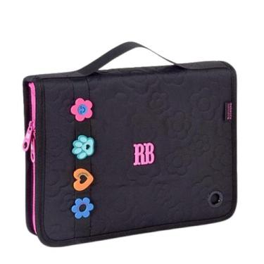 Imagem de Estojo Fichário Preto 96 Pens Flower Power RB26233 - Rebecca Bonbon