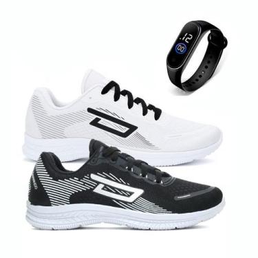 Imagem de Kit 2 Tenis Masculinos Academia Corrida Caminhada Confortável + Relógi
