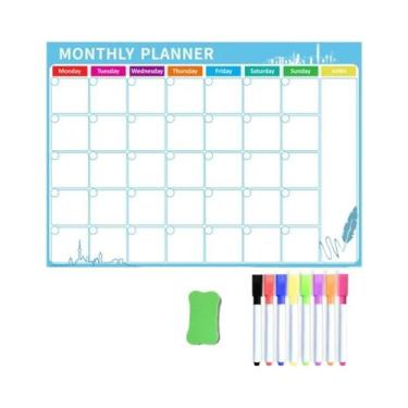 Imagem de Quadro Magnético A3 Para Geladeira: Calendário Semanal E Mensal, Lousa