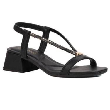 Imagem de Sandália F. Salto Bloco Médio Tiras C/Strass Bebecê T5287447-Feminino