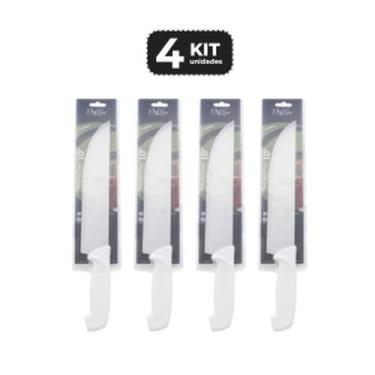 Imagem de Kit 4 faca para carne 10" cabo de polipropileno branco - Chef Line