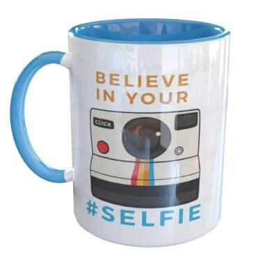Imagem de Caneca Porcelana Acredite em Si mesmo Divertida - Pense Canecas, Azul 