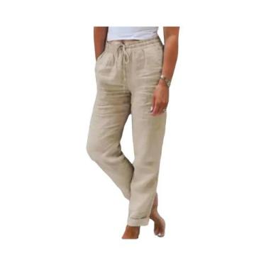 Imagem de Calças Femininas De Verão E Outono Em Algodão E Linho Respirável Com C