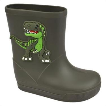 Imagem de Galocha Boot Bota Infantil Luelua Dino Masculina Super Confortável Calce Fácil Detalhe Em 3D Verde-Masculino