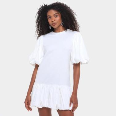 Imagem de Vestido Farm Cropped Recorte Cintura, Branco, M