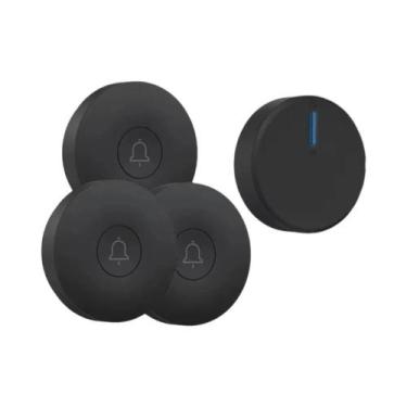 Imagem de Campainha Sem Fio Preta À Prova d'Água Circular Autoalimentada AC 110v