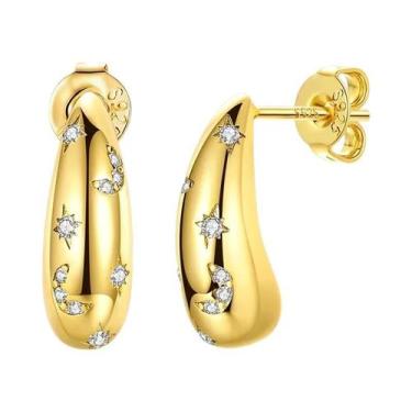 Imagem de Brincos De Argola Pendentes Em Prata Esterlina 925 Ouro Rosê Para Mulh