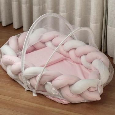 Imagem de Kit Ninho Redutor de Berço 150 Fios Baby Joy Fábula, Rosa