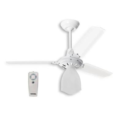 Imagem de Ventilador de Teto com Controle Remoto Loren Sid Lumi Branco Pás Trans