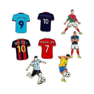 Imagem de Broche De Esmalte De Jogador De Futebol Ronaldo 4/8 Peças, Distintivo 