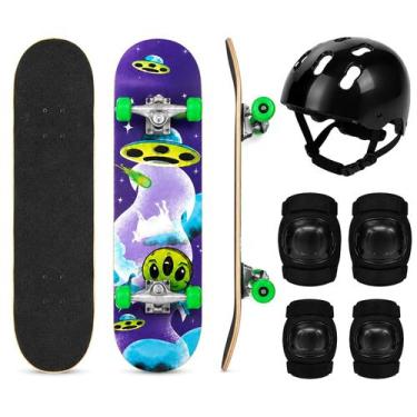 Imagem de Skateboard Para Crianças Iniciantes Com Acessórios Shape Estampa Espac