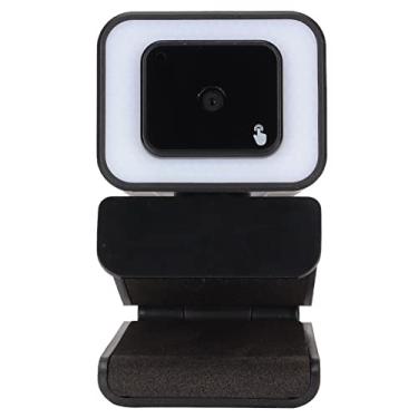 Imagem de Webcam de computador, câmera USB 2.0 HD com foco automático, webcam de vídeo Live Beauty, com luz de enchimento ajustável e microfone, para reuniões, videochamadas, transmissão ao (preto)