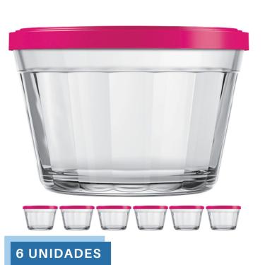 Imagem de 6 Tigela Vidro Americano Tampa Plastica Sortida 1L Nadir