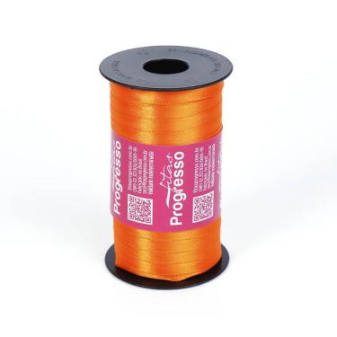 Imagem de Fita De Cetim Progresso 7Mm Com 100 Metros Laranja
