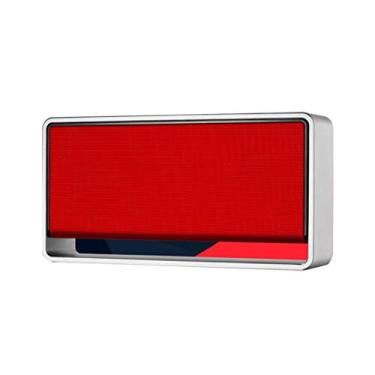 Imagem de Alto-falante sem fio Bluetooth estéreo alto-falante duplo alcance Bluetooth 10 m suporte por cartão AUX/SD, vermelho