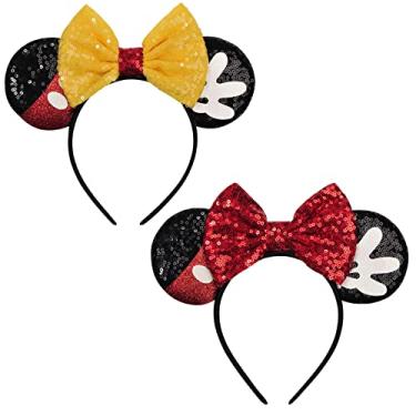 Imagem de FANYITY Orelhas de fantasia da Minnie, 2 faixas de cabeça para orelhas de Mickey para meninas e mulheres, tamanho livre (SYH + SYH)