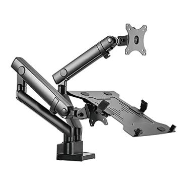 Imagem de Braço do Monitor Monitor de Monitor de Monitor de Monitor de Armas Dupla Ajustável e Montagem do Laptop com suporte de monitor duplo da mola mecânica com fixação/base de montagem da lavagem Suportes
