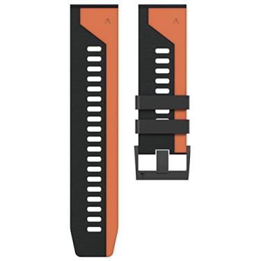 Imagem de GANYUU 22 26MM silicone QuickFit pulseiras para Garmin Fenix 7 7X 6X 6Pro EPIX Faixa Easyfit Fenix5 5X 935 945 Pulseira Smartwatch (Cor: Preto Laranja, Tamanho: 26mm Fenix5X 6X Pro)