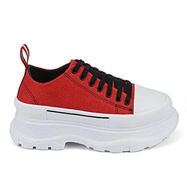 Imagem de Tênis Feminino Plataforma GuGi Sneaker Sola Alta Sophia 620-GG;Cor:Vermelho;Tamanho:38