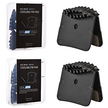 Imagem de Inkesky 2 pares de pastilhas de freio a disco BR-05 compatíveis com Shimano H01A/H03A e Sur Ron - Resina com aleta de resfriamento para compasso de freio de 4 pistões