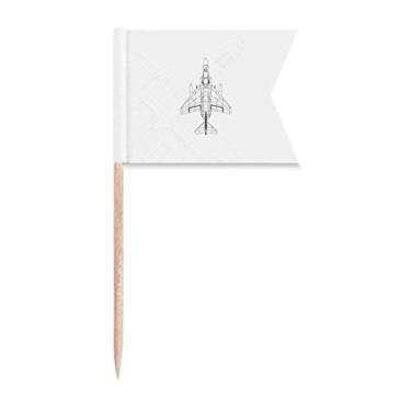 Imagem de Linha de luta de aeronaves Art Deco presente bandeiras de palito de dente modernas marcação de rotulagem para bolo de festa prato de queijo