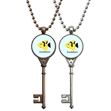 Imagem de OFFbb-USA Pingente de peixe morto triste pressionado Art Deco presente moderno chaveiro decoração de casal