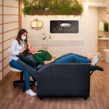 Imagem de Poltrona da Mamãe Hera Reclinável Estofada Corino Preto SOFA STORE
