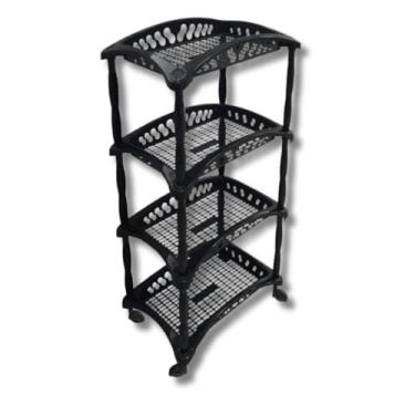 Imagem de Generic Organizador Vertical Quadruplo Fruteira Preto Multiuso 4 Andares Cesto Frutas com Rodinhas