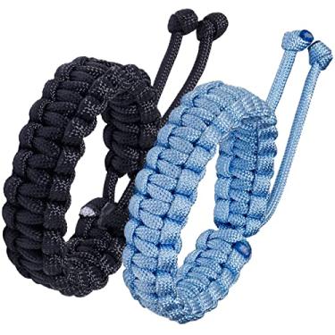 Imagem de Jewever Paracord Pulseiras de sobrevivência trançadas corda feita à mão para casais, homens e mulheres, tamanho ajustável (conjunto de 2), 8 inch