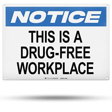 Imagem de TRADESAFE Esta é uma placa de local de trabalho livre de drogas - placa de negócios, placa de escritório, placa de segurança de alumínio de instalação rápida, luz refletiva, resistente a UV, sinais à
