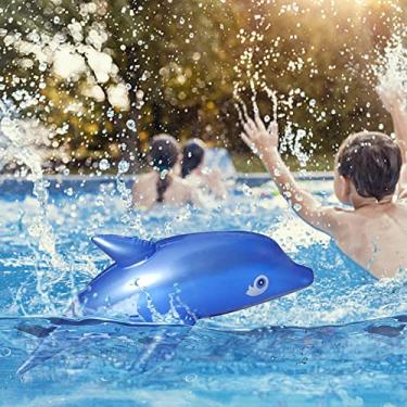 Imagem de Piscina Dolphin Brinquedos Do Jogo - Brinquedo de golfinho bonito de verão de 20,87 polegadas | Decoração de festa de aniversário de praia de piscina inflada, perfeita para suprimentos de Aelevate