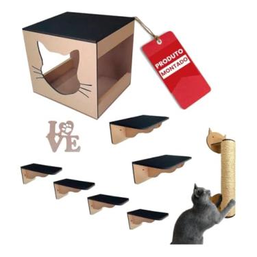 Imagem de Playground 8 Pçs Para Gatos Com Arranhador Sisal Fixo de Parede
