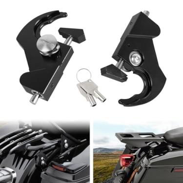 Imagem de DSISIMO Kits de clipes de trava de ancoragem rotativos destacáveis com chaves compatíveis com Harley Touring Softail Sportster Dyna 1986-2024 para montagem do encosto Sissy Bar Bagageiro Clipes de