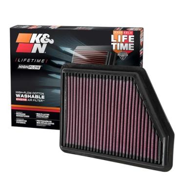 Imagem de K&N Filtro de ar do motor original de alto fluxo vitalício: Aumento de potência: Premium, Lavável: Compatível com HONDA 2016-2025: Civic, HR-V, 33-5045