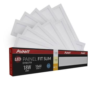 Imagem de Painel Led Avant Retangular 18w 10x60cm Embutir 3000k 10 Un.