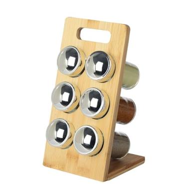 Imagem de Jogo de 6 Porta Condimentos em Vidro com Suporte em Bambu 100Ml L13Xp11Xa22,5Cm Dynasty - Full Fit