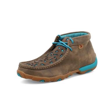 Imagem de Twisted X Mocassim feminino original Chukka Driving Moc, bomber, Vamp bordado bomber e turquesa, 36