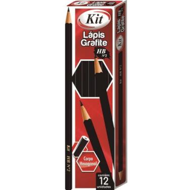 Imagem de Lapis Grafite KIT, HB N.2 Hexagonal, Preto, caixa c/12 unidades