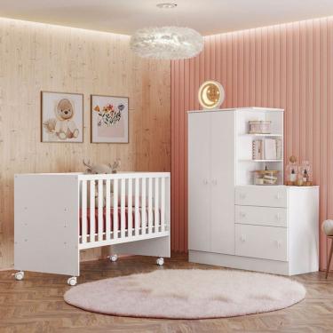 Imagem de Quarto Infantil Completo Lua 2 Portas 3 Gavetas Branco - Pnr Móveis